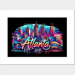 Atlanta Georgia USA Neon Graffiti Retro Airbrush 90s Posters and Art